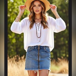 Free People Moto Denim Mini Skirt